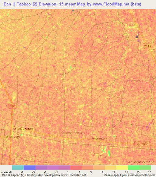 Ban U Taphao (2),Thailand Elevation Map