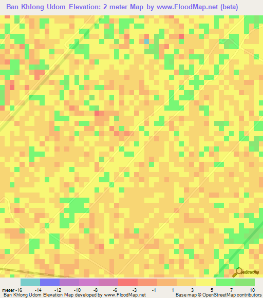 Ban Khlong Udom,Thailand Elevation Map