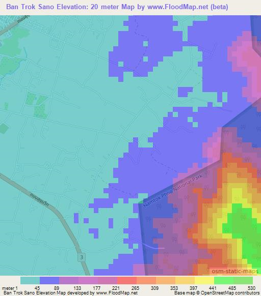 Ban Trok Sano,Thailand Elevation Map