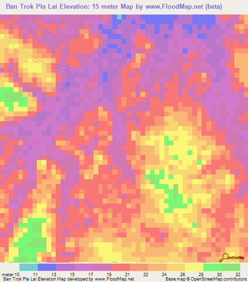 Ban Trok Pla Lai,Thailand Elevation Map