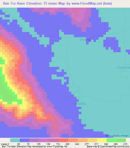 Ban Tro Kaen,Thailand Elevation Map