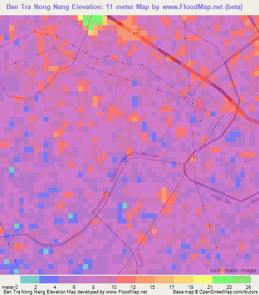 Ban Tra Nong Nang,Thailand Elevation Map
