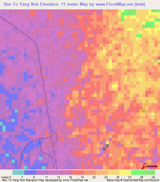 Ban To Yang Nok,Thailand Elevation Map