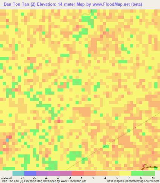 Ban Ton Tan (2),Thailand Elevation Map