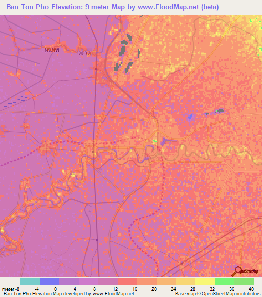 Ban Ton Pho,Thailand Elevation Map