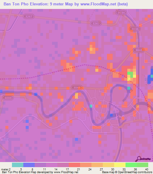 Ban Ton Pho,Thailand Elevation Map