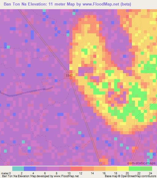 Ban Ton Na,Thailand Elevation Map