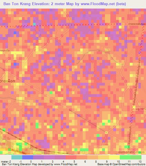 Ban Ton Krang,Thailand Elevation Map