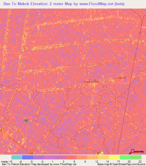 Ban To Makok,Thailand Elevation Map