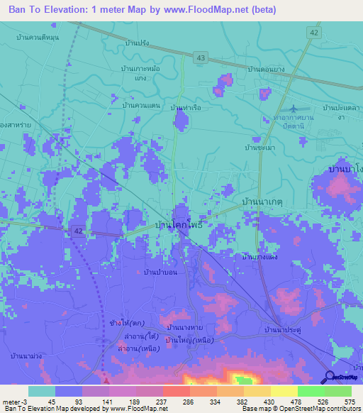 Ban To,Thailand Elevation Map