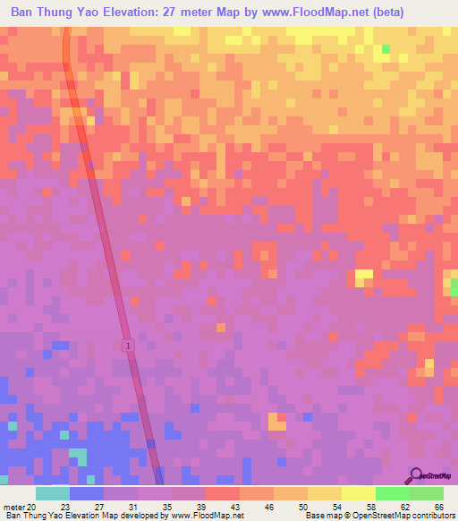 Ban Thung Yao,Thailand Elevation Map