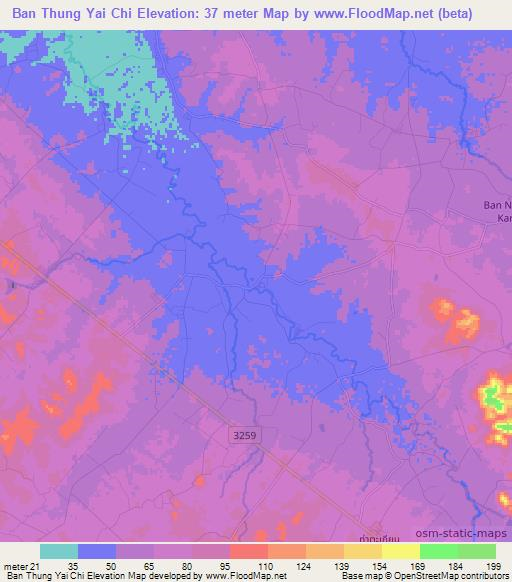 Ban Thung Yai Chi,Thailand Elevation Map