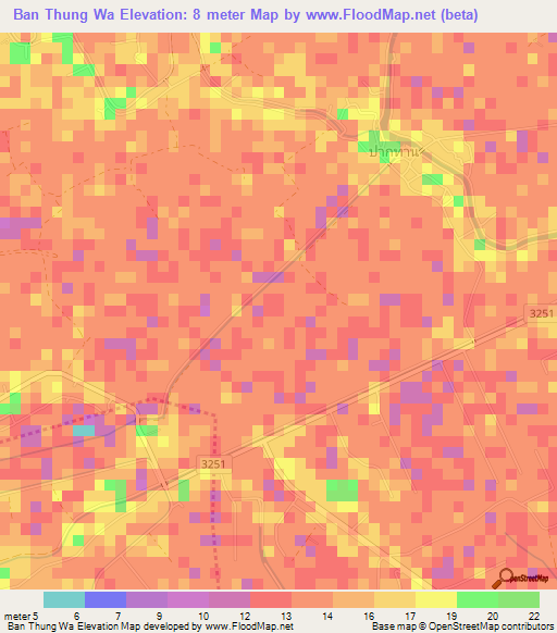 Ban Thung Wa,Thailand Elevation Map