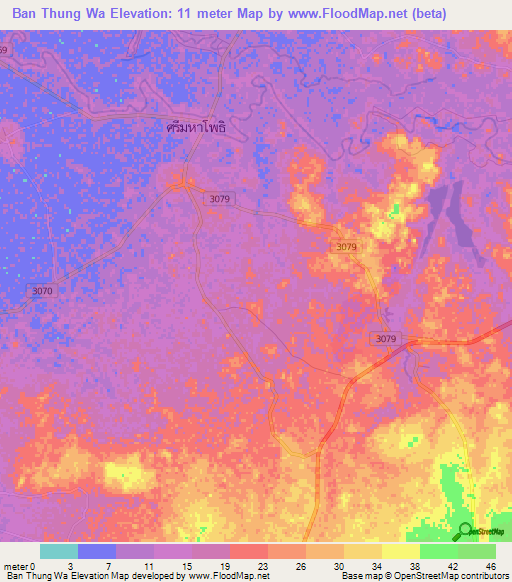 Ban Thung Wa,Thailand Elevation Map