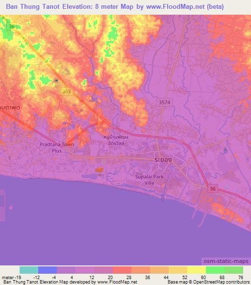 Ban Thung Tanot,Thailand Elevation Map