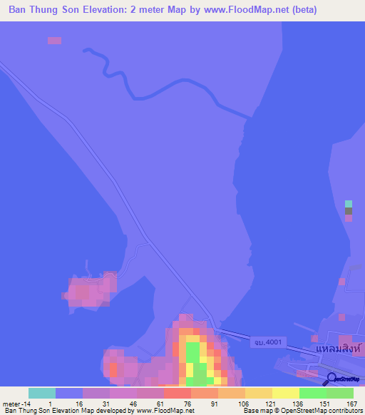 Ban Thung Son,Thailand Elevation Map