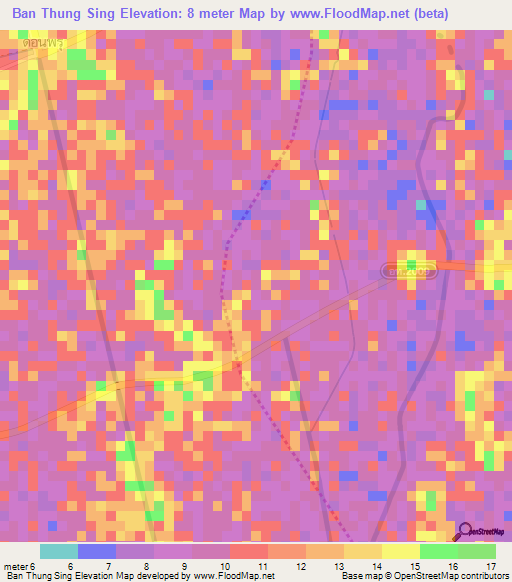 Ban Thung Sing,Thailand Elevation Map