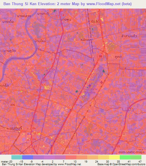 Ban Thung Si Kan,Thailand Elevation Map