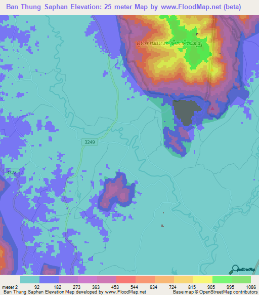 Ban Thung Saphan,Thailand Elevation Map