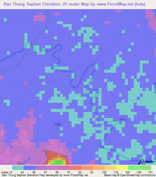 Ban Thung Saphan,Thailand Elevation Map