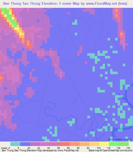 Ban Thung Sao Thong,Thailand Elevation Map