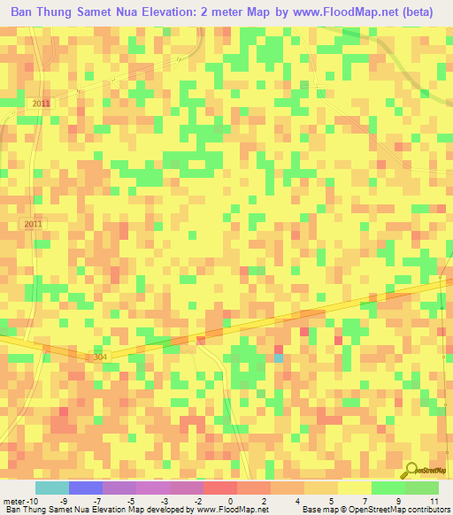 Ban Thung Samet Nua,Thailand Elevation Map