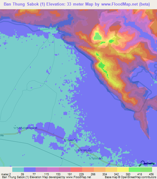 Ban Thung Sabok (1),Thailand Elevation Map
