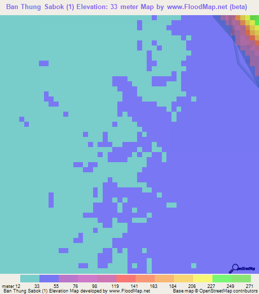 Ban Thung Sabok (1),Thailand Elevation Map
