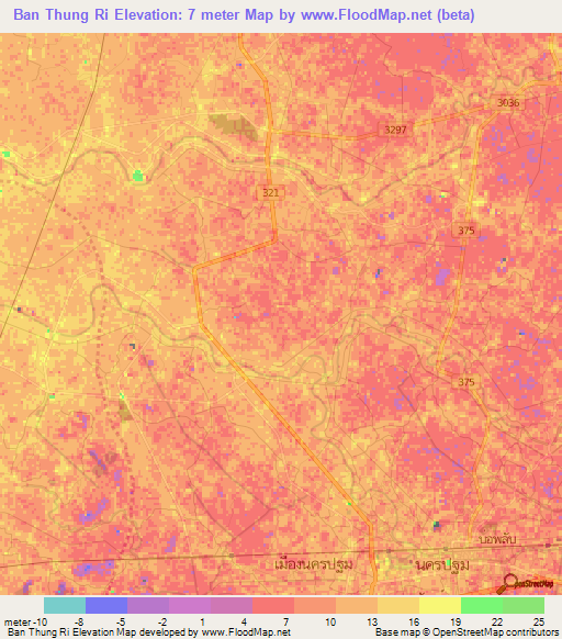Ban Thung Ri,Thailand Elevation Map