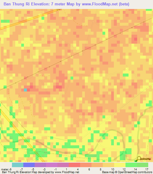 Ban Thung Ri,Thailand Elevation Map