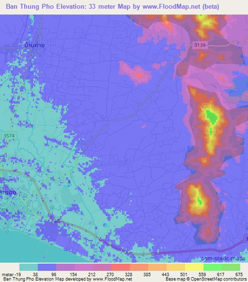 Ban Thung Pho,Thailand Elevation Map