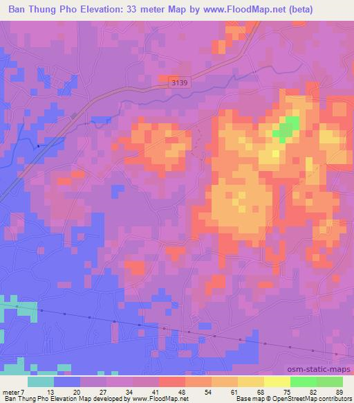 Ban Thung Pho,Thailand Elevation Map