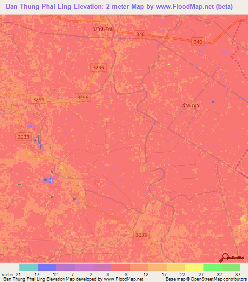 Ban Thung Phai Ling,Thailand Elevation Map
