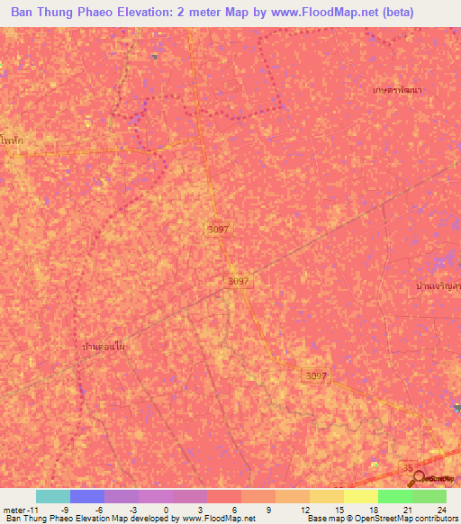 Ban Thung Phaeo,Thailand Elevation Map