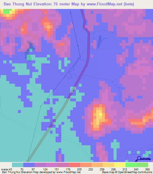Ban Thung Nui,Thailand Elevation Map