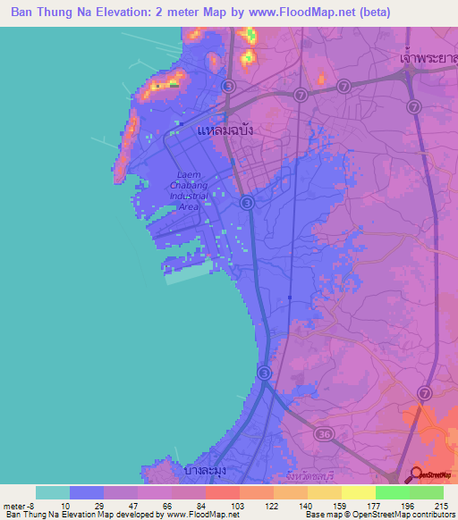 Ban Thung Na,Thailand Elevation Map
