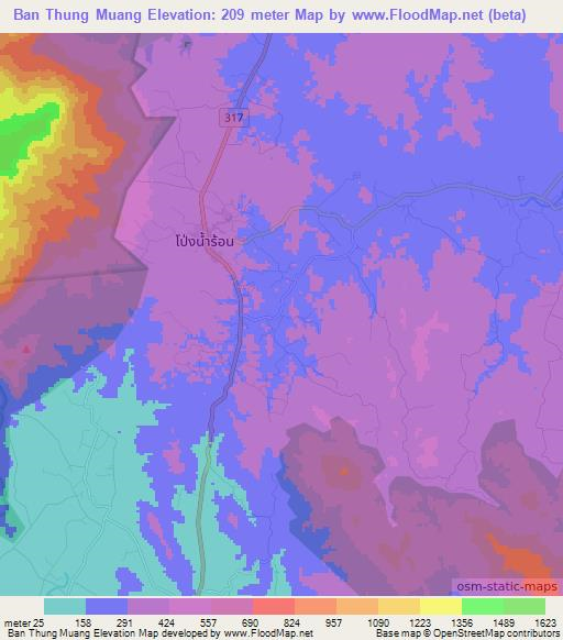 Ban Thung Muang,Thailand Elevation Map