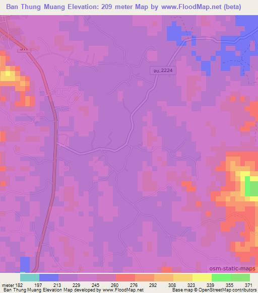 Ban Thung Muang,Thailand Elevation Map