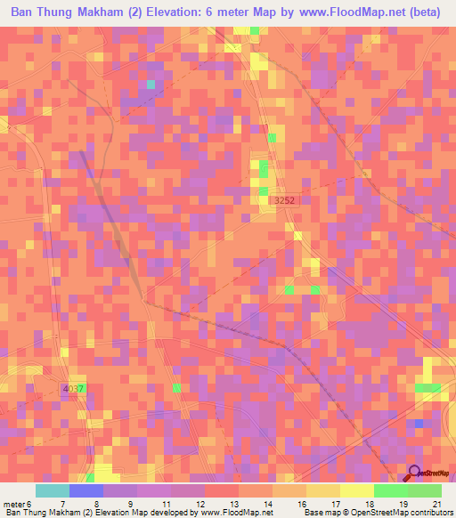 Ban Thung Makham (2),Thailand Elevation Map