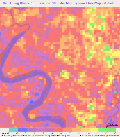 Ban Thung Khwai Kin,Thailand Elevation Map