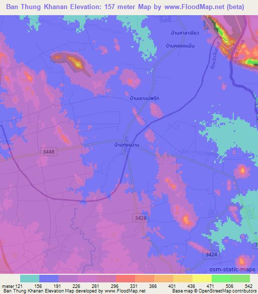 Ban Thung Khanan,Thailand Elevation Map