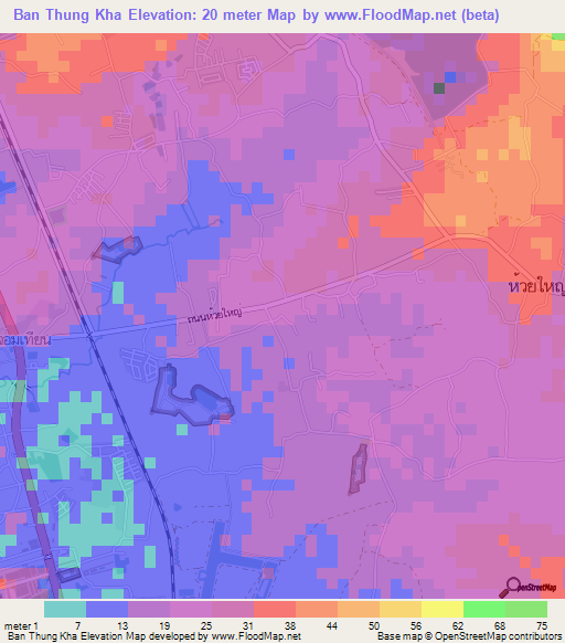 Ban Thung Kha,Thailand Elevation Map
