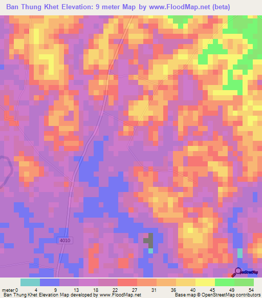Ban Thung Khet,Thailand Elevation Map