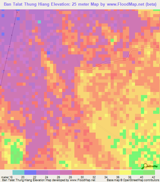 Ban Talat Thung Hiang,Thailand Elevation Map
