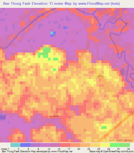 Ban Thung Faek,Thailand Elevation Map