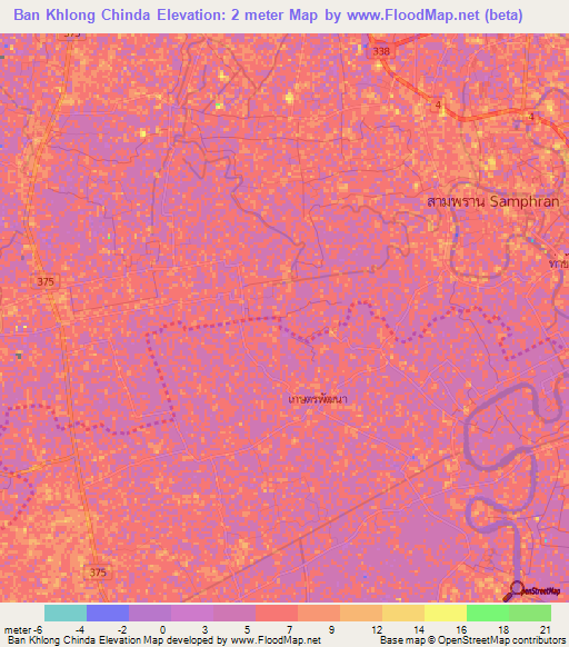 Ban Khlong Chinda,Thailand Elevation Map