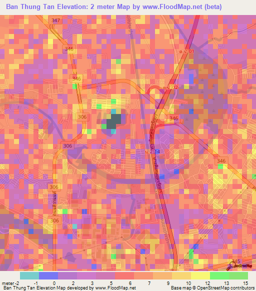 Ban Thung Tan,Thailand Elevation Map