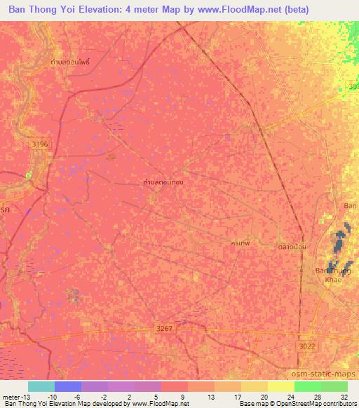 Ban Thong Yoi,Thailand Elevation Map