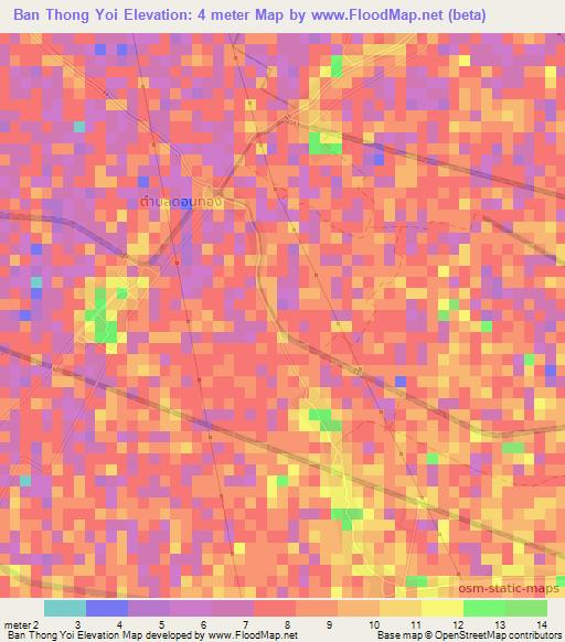 Ban Thong Yoi,Thailand Elevation Map