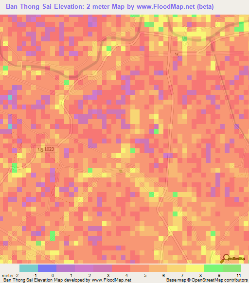 Ban Thong Sai,Thailand Elevation Map